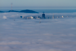 View of San Francisco blanketed by fog