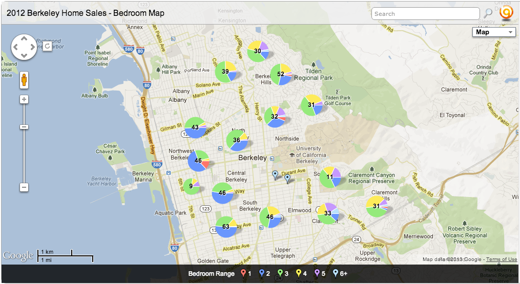 2012 MLS Berkeley Single Family Home Sales Map